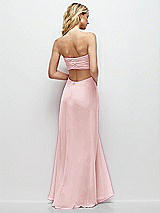 Side View Thumbnail - Ballet Pink Strapless Empire Waist Cutout Maxi Dress with Covered Button Detail