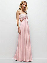 Rear View Thumbnail - Ballet Pink Strapless Empire Waist Cutout Maxi Dress with Covered Button Detail