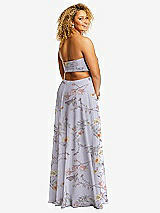 Alt View 4 Thumbnail - Butterfly Botanica Silver Dove Strapless Empire Waist Cutout Maxi Dress with Covered Button Detail