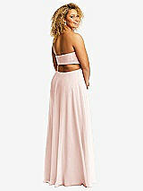 Alt View 3 Thumbnail - Blush Strapless Empire Waist Cutout Maxi Dress with Covered Button Detail