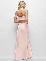 Side View Thumbnail - Blush Strapless Empire Waist Cutout Maxi Dress with Covered Button Detail