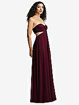 Alt View 6 Thumbnail - Cabernet Strapless Empire Waist Cutout Maxi Dress with Covered Button Detail