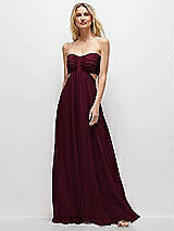 Front View Thumbnail - Cabernet Strapless Empire Waist Cutout Maxi Dress with Covered Button Detail