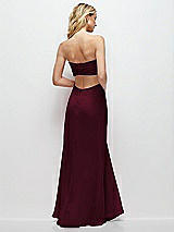 Side View Thumbnail - Cabernet Strapless Empire Waist Cutout Maxi Dress with Covered Button Detail