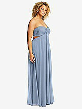 Alt View 2 Thumbnail - Cloudy Strapless Empire Waist Cutout Maxi Dress with Covered Button Detail