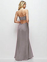 Side View Thumbnail - Cashmere Gray Strapless Empire Waist Cutout Maxi Dress with Covered Button Detail