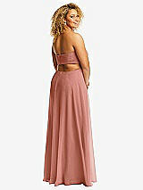 Alt View 3 Thumbnail - Desert Rose Strapless Empire Waist Cutout Maxi Dress with Covered Button Detail