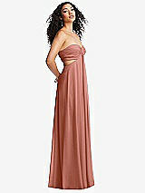 Alt View 4 Thumbnail - Desert Rose Strapless Empire Waist Cutout Maxi Dress with Covered Button Detail