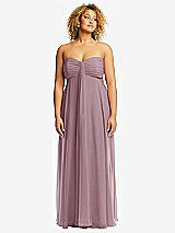 Alt View 1 Thumbnail - Dusty Rose Strapless Empire Waist Cutout Maxi Dress with Covered Button Detail