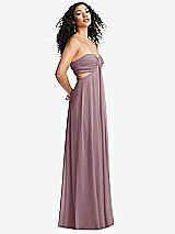 Alt View 4 Thumbnail - Dusty Rose Strapless Empire Waist Cutout Maxi Dress with Covered Button Detail