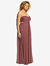 Alt View 2 Thumbnail - English Rose Strapless Empire Waist Cutout Maxi Dress with Covered Button Detail