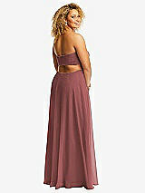 Alt View 3 Thumbnail - English Rose Strapless Empire Waist Cutout Maxi Dress with Covered Button Detail