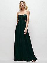 Front View Thumbnail - Evergreen Strapless Empire Waist Cutout Maxi Dress with Covered Button Detail