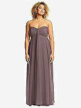 Alt View 1 Thumbnail - French Truffle Strapless Empire Waist Cutout Maxi Dress with Covered Button Detail