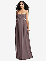 Alt View 5 Thumbnail - French Truffle Strapless Empire Waist Cutout Maxi Dress with Covered Button Detail