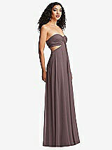 Alt View 6 Thumbnail - French Truffle Strapless Empire Waist Cutout Maxi Dress with Covered Button Detail