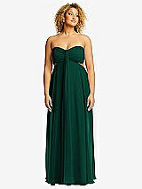 Alt View 1 Thumbnail - Hunter Green Strapless Empire Waist Cutout Maxi Dress with Covered Button Detail