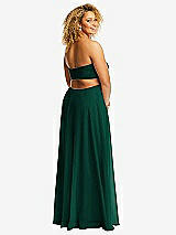 Alt View 3 Thumbnail - Hunter Green Strapless Empire Waist Cutout Maxi Dress with Covered Button Detail