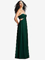 Alt View 4 Thumbnail - Hunter Green Strapless Empire Waist Cutout Maxi Dress with Covered Button Detail