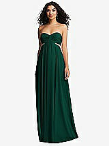 Alt View 5 Thumbnail - Hunter Green Strapless Empire Waist Cutout Maxi Dress with Covered Button Detail