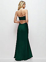 Side View Thumbnail - Hunter Green Strapless Empire Waist Cutout Maxi Dress with Covered Button Detail