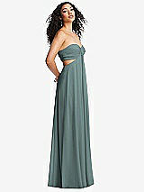 Alt View 4 Thumbnail - Icelandic Strapless Empire Waist Cutout Maxi Dress with Covered Button Detail