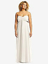 Alt View 1 Thumbnail - Ivory Strapless Empire Waist Cutout Maxi Dress with Covered Button Detail