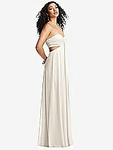 Alt View 4 Thumbnail - Ivory Strapless Empire Waist Cutout Maxi Dress with Covered Button Detail