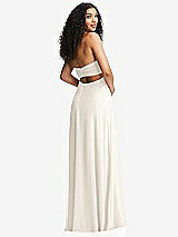 Alt View 7 Thumbnail - Ivory Strapless Empire Waist Cutout Maxi Dress with Covered Button Detail