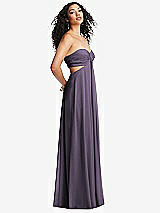 Alt View 4 Thumbnail - Lavender Strapless Empire Waist Cutout Maxi Dress with Covered Button Detail