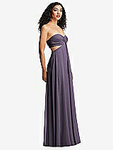 Alt View 6 Thumbnail - Lavender Strapless Empire Waist Cutout Maxi Dress with Covered Button Detail