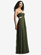 Alt View 6 Thumbnail - Olive Green Strapless Empire Waist Cutout Maxi Dress with Covered Button Detail