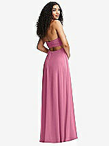 Alt View 7 Thumbnail - Orchid Pink Strapless Empire Waist Cutout Maxi Dress with Covered Button Detail