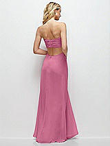 Side View Thumbnail - Orchid Pink Strapless Empire Waist Cutout Maxi Dress with Covered Button Detail