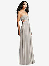 Alt View 6 Thumbnail - Oyster Strapless Empire Waist Cutout Maxi Dress with Covered Button Detail