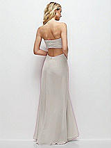 Side View Thumbnail - Oyster Strapless Empire Waist Cutout Maxi Dress with Covered Button Detail