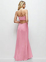 Side View Thumbnail - Peony Pink Strapless Empire Waist Cutout Maxi Dress with Covered Button Detail