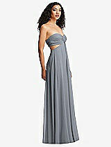 Alt View 6 Thumbnail - Platinum Strapless Empire Waist Cutout Maxi Dress with Covered Button Detail