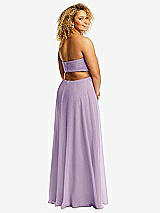 Alt View 3 Thumbnail - Pale Purple Strapless Empire Waist Cutout Maxi Dress with Covered Button Detail