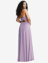 Alt View 7 Thumbnail - Pale Purple Strapless Empire Waist Cutout Maxi Dress with Covered Button Detail