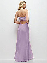 Side View Thumbnail - Pale Purple Strapless Empire Waist Cutout Maxi Dress with Covered Button Detail