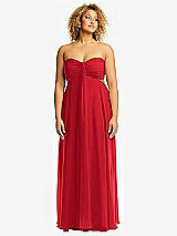 Alt View 1 Thumbnail - Parisian Red Strapless Empire Waist Cutout Maxi Dress with Covered Button Detail