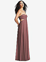 Alt View 4 Thumbnail - Rosewood Strapless Empire Waist Cutout Maxi Dress with Covered Button Detail