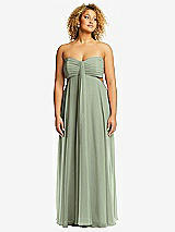 Alt View 1 Thumbnail - Sage Strapless Empire Waist Cutout Maxi Dress with Covered Button Detail