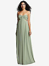 Alt View 5 Thumbnail - Sage Strapless Empire Waist Cutout Maxi Dress with Covered Button Detail