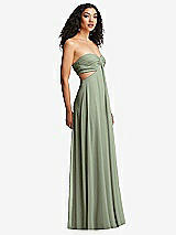 Alt View 6 Thumbnail - Sage Strapless Empire Waist Cutout Maxi Dress with Covered Button Detail