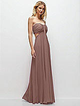 Rear View Thumbnail - Sienna Strapless Empire Waist Cutout Maxi Dress with Covered Button Detail