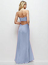 Side View Thumbnail - Sky Blue Strapless Empire Waist Cutout Maxi Dress with Covered Button Detail