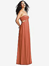 Alt View 4 Thumbnail - Terracotta Copper Strapless Empire Waist Cutout Maxi Dress with Covered Button Detail