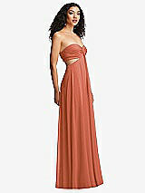 Alt View 6 Thumbnail - Terracotta Copper Strapless Empire Waist Cutout Maxi Dress with Covered Button Detail